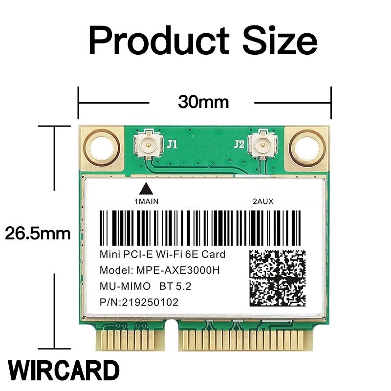 Card WiFi 6E AX210HMW PCI-E Cho Intel AX210 5374Mbps Bluetooth 5.3 802.11A 2.4G / 5G / 6G WiFi 6 AX200
