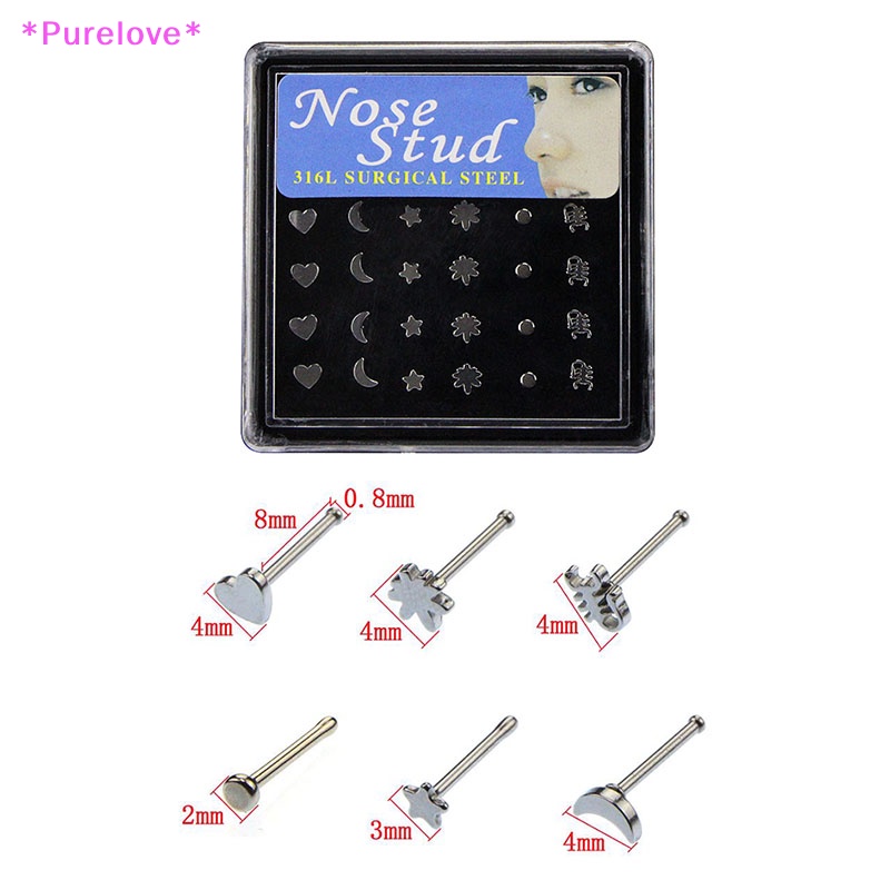 Bộ 24 Khuyên Mũi 20G Bằng Thép Không Gỉ Cá Tính Mới