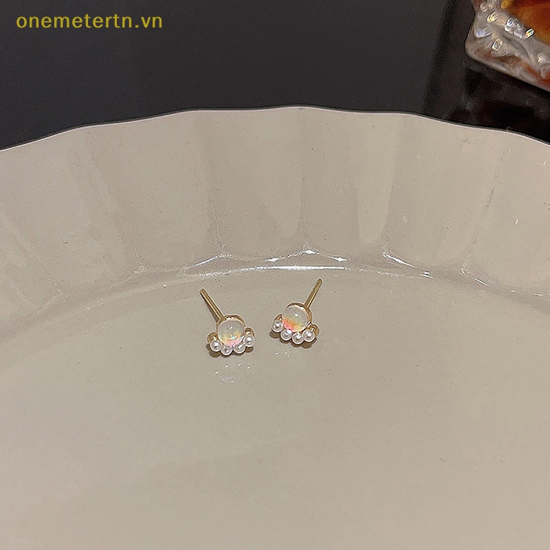 1 Đôi Bông Tai Hình Dấu Chân Mèo Đính Ngọc Trai Nhân Tạo Thời Trang Hàn Quốc Dành Cho Nữ