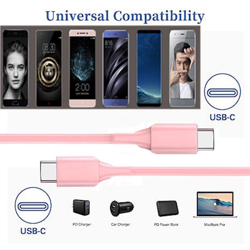 Dây Cáp Sạc Nhanh Loại C 60W Hai Đầu Nhiều Màu Sắc Dành Cho Máy Tính Bảng PC Laptop Android Huawei Phone PD