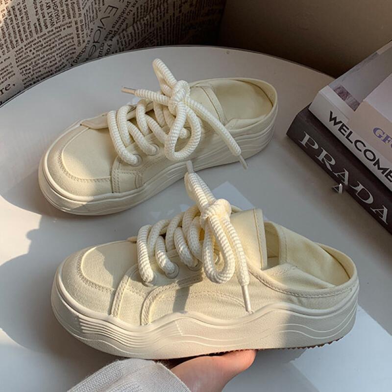 Giày Lười Màu Trắng Thiết Kế Gợn Sóng Thoáng Khí Thời Trang Mùa Hè Cho Nữ