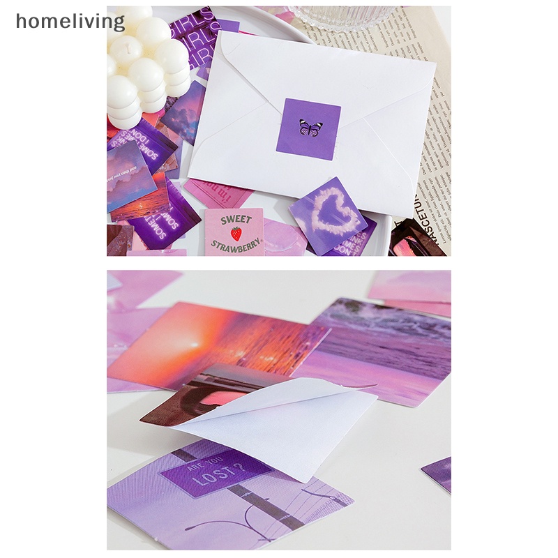 Bộ 46 Miếng Dán Trang Trí Sổ Tay / Nhật Ký Màu Hồng / Tím Xinh Xắn