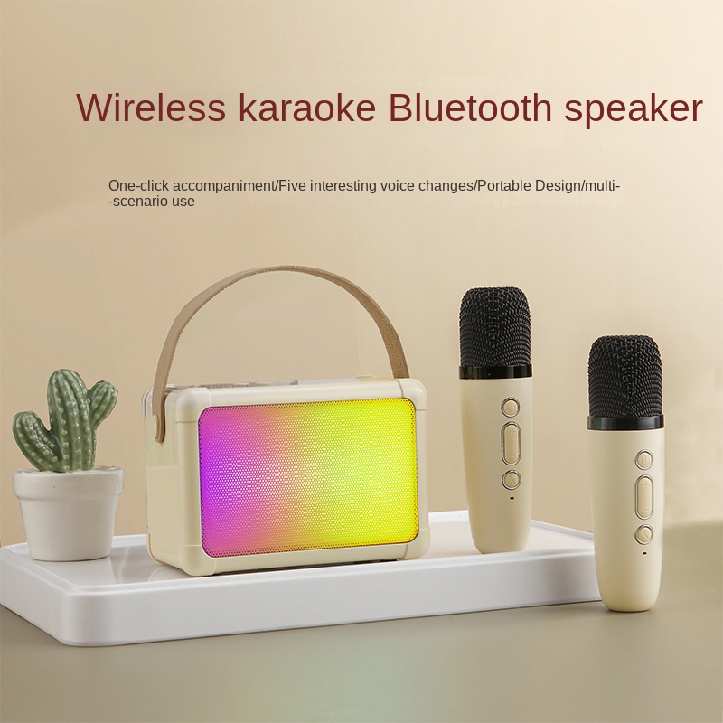 Loa Bluetooth Kiêm Micro Mini Có Đèn LED Cho Trẻ Em Hoạt Động Ngoài Trời