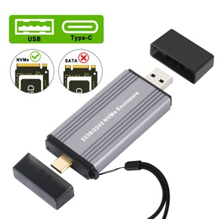 Nvme case ssd m2 bộ chuyển đổi nvme vỏ ngoài nvme m / m + b phím sang usb 3.1 type-a + type c 10gbps hỗ trợ hộp ssd 2230 2242 m.2