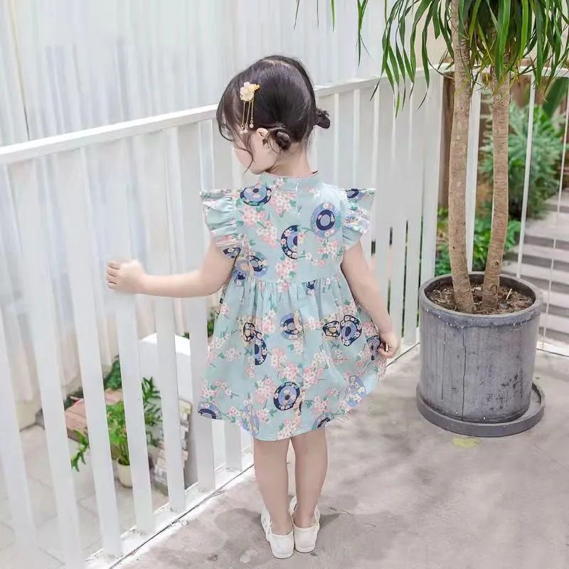 Đầm Sườn Xám Công Chúa Phong Cách Trung Hoa Cổ Điển Mẫu Mới 2023 Thời Trang Mùa Hè Cho Bé Gái