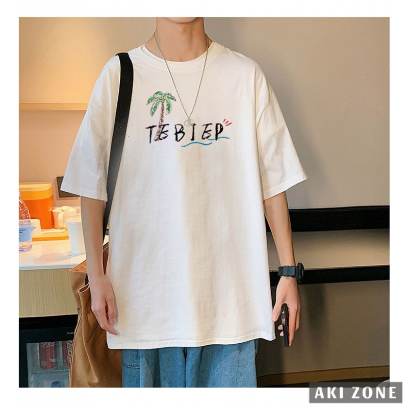 Áo Thun Tay Ngắn Dáng Rộng Chất Liệu Cotton Phong Cách Âu Mỹ Thời Trang Cho Nam