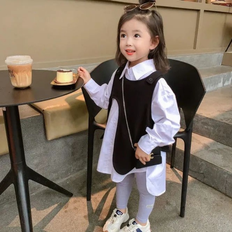 Áo Sơ Mi Dài Tay Giả Nhiều Lớp Thời Trang Mùa Thu Cho Bé Gái