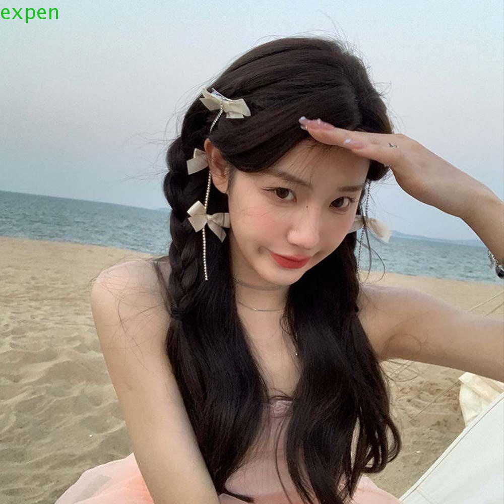 EXPEN Kẹp Tóc Nơ Đính Đá Thời Trang Nữ Tính