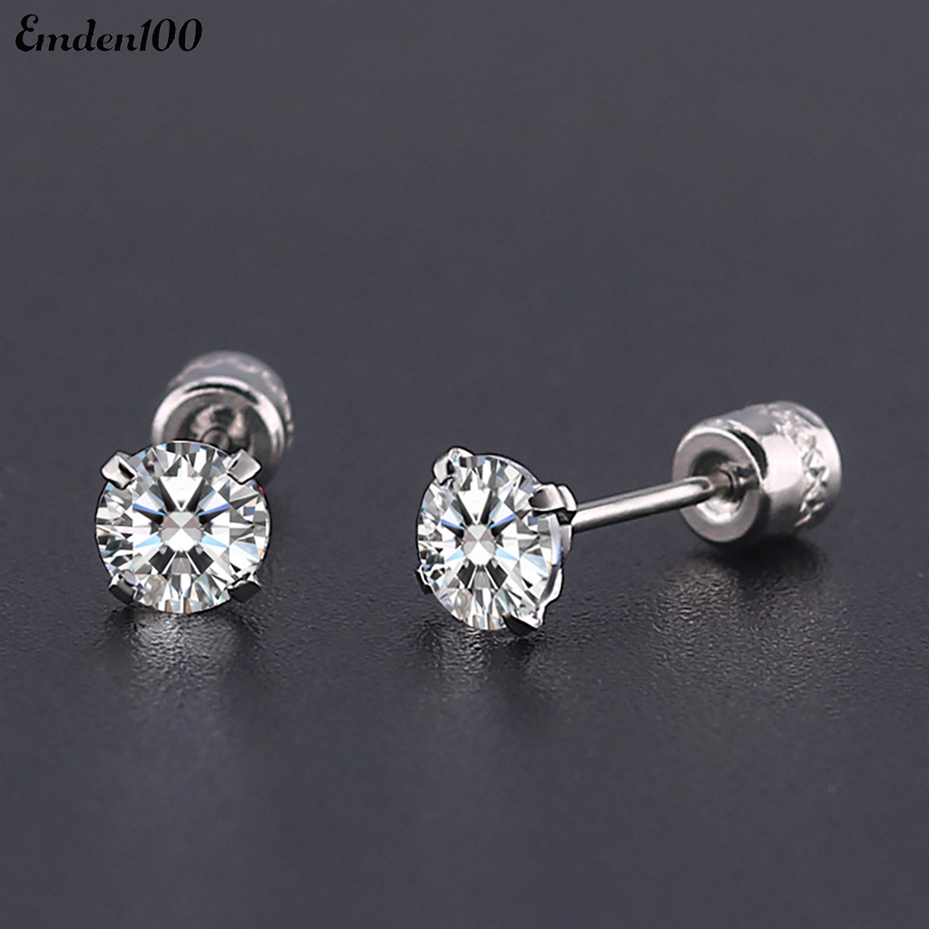 Bông Tai Tròn Bằng Thép Titanium Đính Đá Zircon Thời Trang Cho Nam Và Nữ