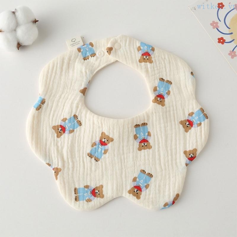 Yếm Ăn Cotton Mềm Mại Thấm Hút Tốt In Họa Tiết Xinh Xắn Dành Cho Các Bé