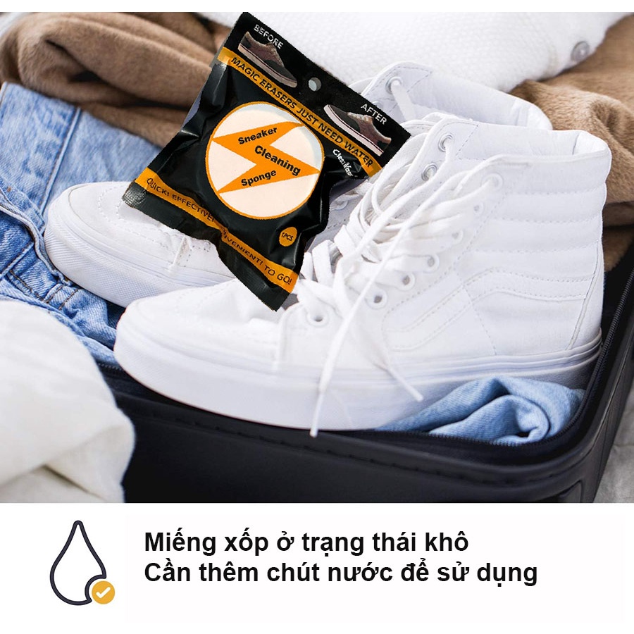 Miếng bọt biển hai mặt được làm ẩm trước làm sạch &amp; trắng đế giày cho nam và nữ