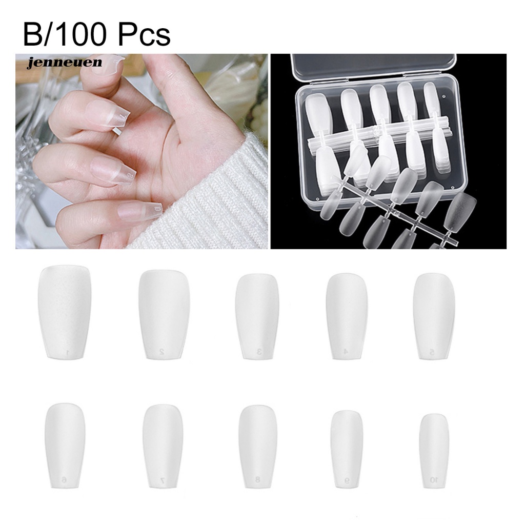 Bộ 100 Móng Tay Giả Che Phủ Toàn Diện Trong Suốt Siêu Nhẹ