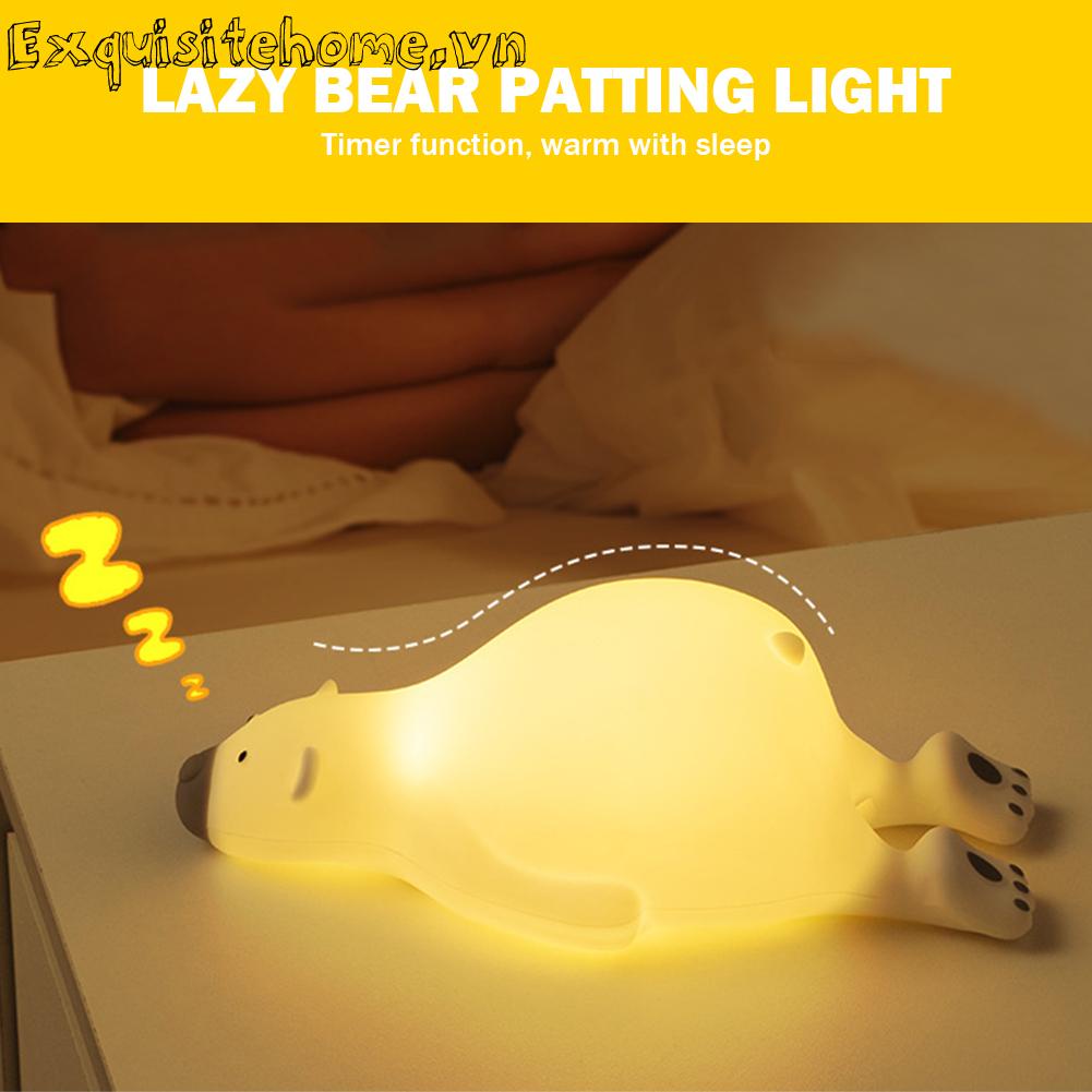 Đèn Ngủ 1200MAH Hình Chú Gấu Đáng Yêu Có Thể Sạc Lại Cho Bé