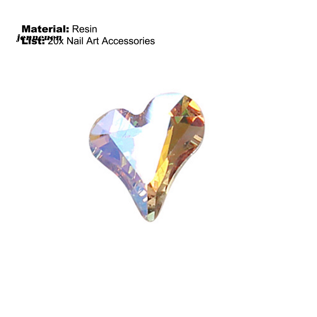Set 20 Phụ Kiện Trang Trí Móng Tay Nghệ Thuật Hình Trái Tim Đính Đá Xinh Xắn
