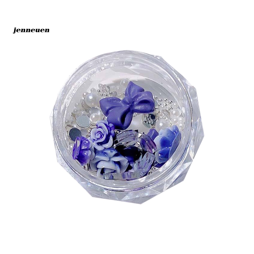 1 Hộp Phụ Kiện Trang Trí Móng Tay Hình Bướm Và Hoa Trà Lấp Lánh Chống Rơi