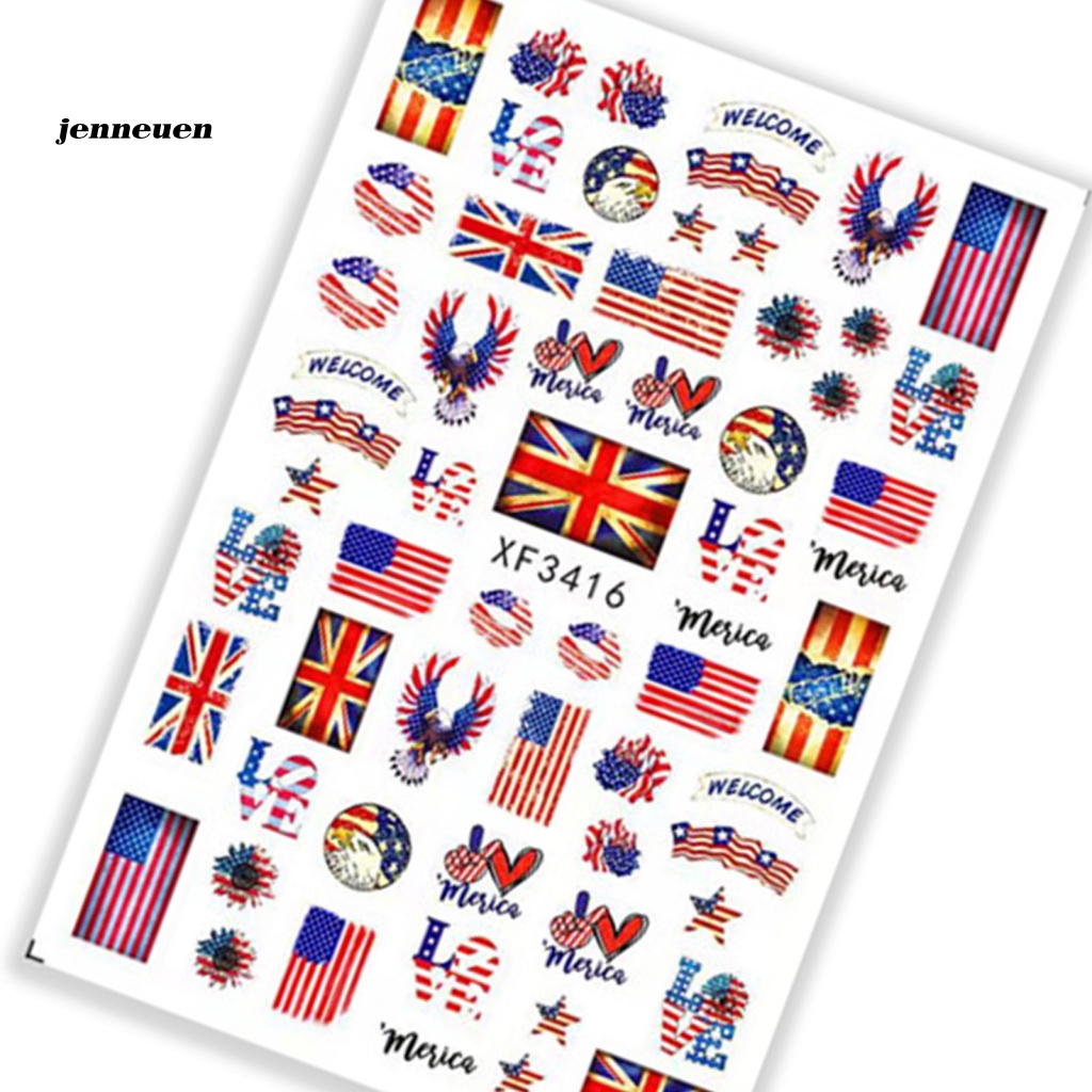 Bộ 8 Miếng Dán Trang Trí Móng Tay Họa Tiết Lá Cờ Độc Đáo