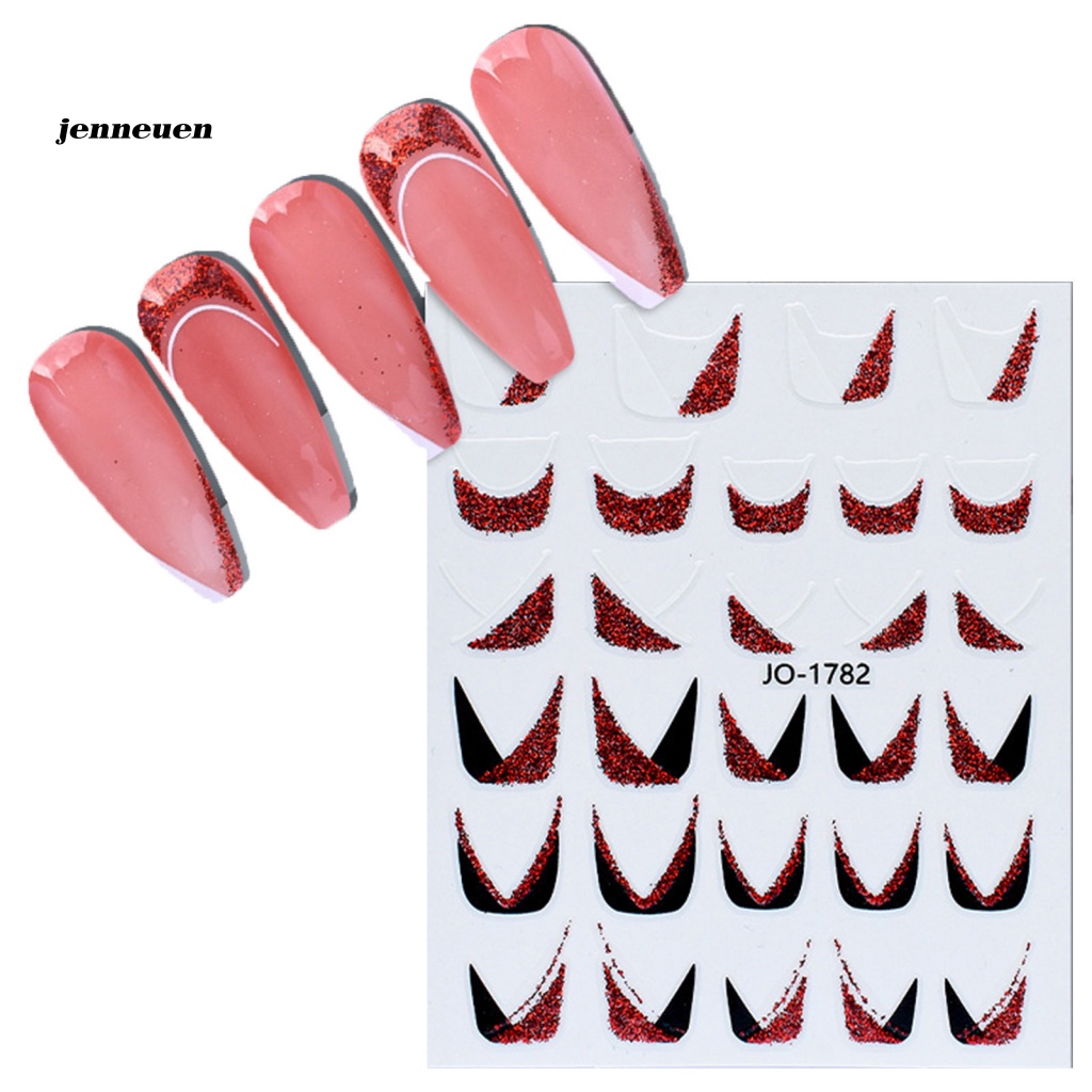 Nhãn Dán Trang Trí Móng Tay Tự Dính Lấp Lánh Kiểu Pháp