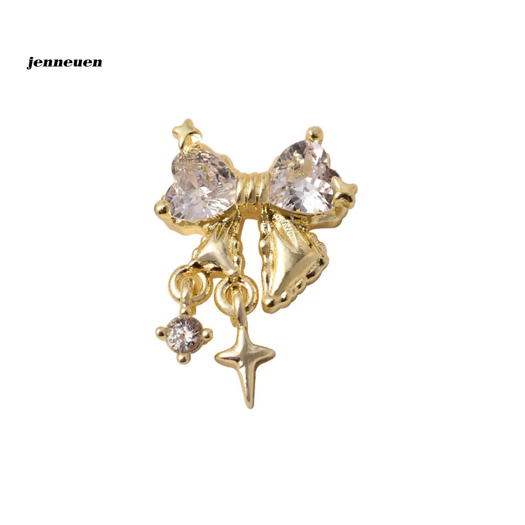 Hộp Phụ Kiện Trang Trí Móng Nghệ Thuật Hình Nơ Đính Đá Zircon 3D Lấp Lánh