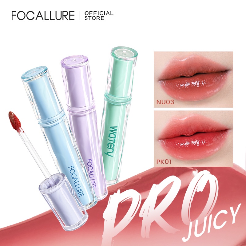 Focallure Jelly Watery Lip Tint Trang Điểm Lâu Dài Bóng Đầy Đậm Sắc Tố Cao Son Bóng Lâu Trôi Nhẹ Không Dính Thiết Kế Nhỏ Gọn heby1