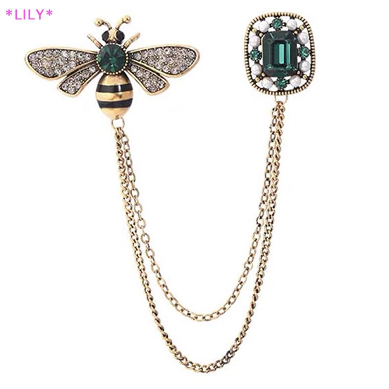 Lily rerto Bee Pha Lê Trâm cài cho phụ nữ men Rhinestone động vật tua ve áo pins người đàn ông của phù hợp với cổ áo Pin Huy hiệu phụ kiện uuu