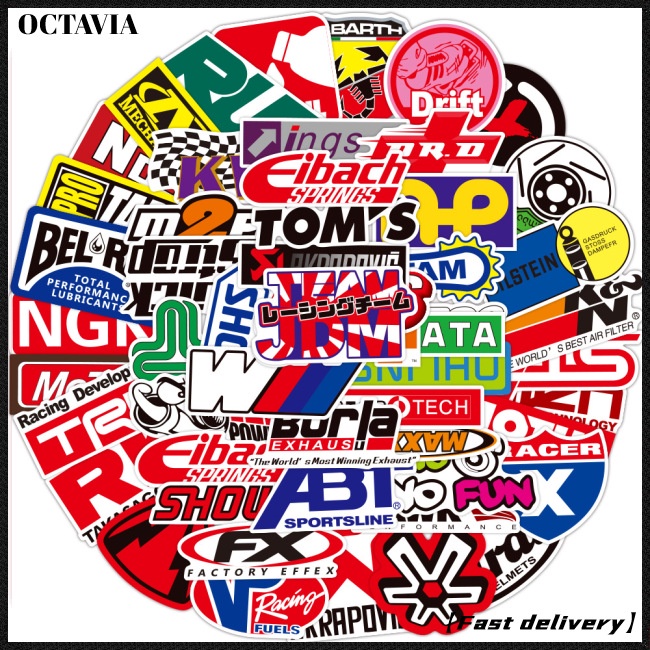 Bộ 100 Miếng Dán Trang Trí Xe Hơi / Mô Tô In Logo Graffiti Dễ Tháo Rời