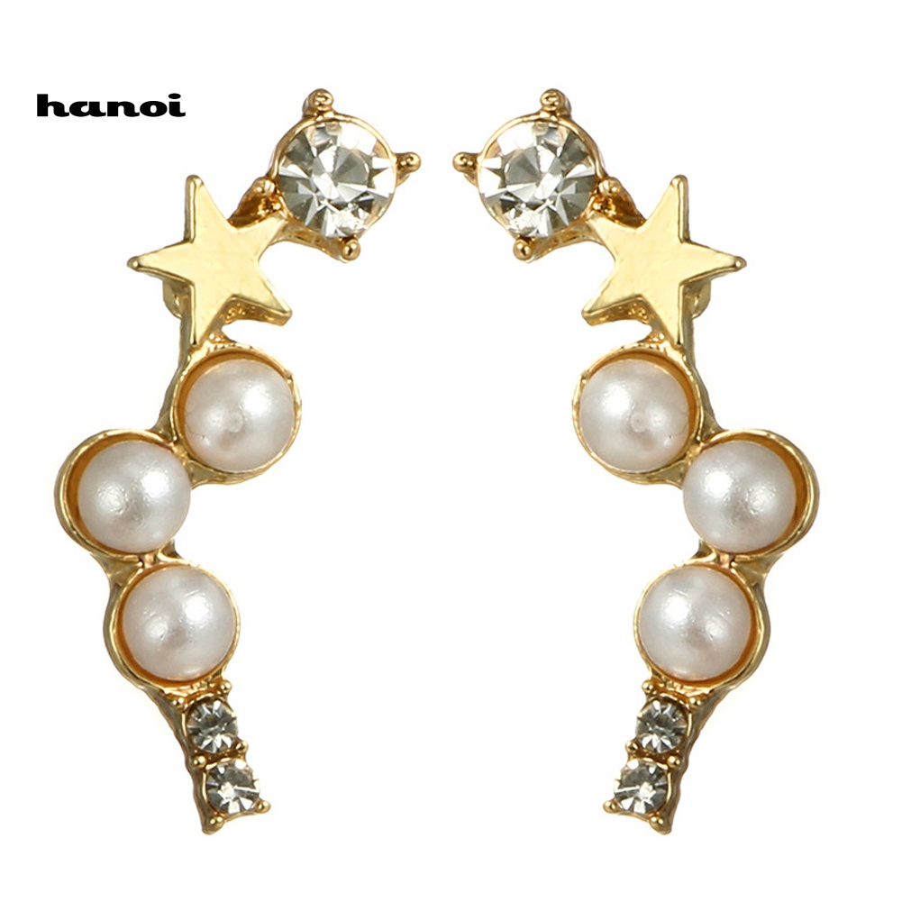 Bông Tai Ngôi Sao Đính Ngọc Trai Nhân Tạo Thời Trang