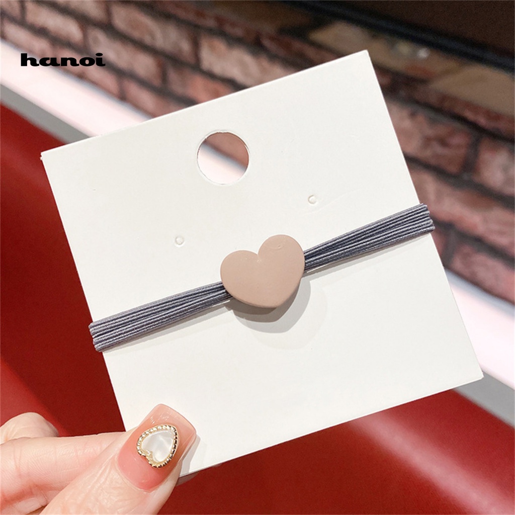 Dây Cột Tóc Co Giãn Hai Lớp Hình Trái Tim Nhiều Màu Sắc Cho Nữ