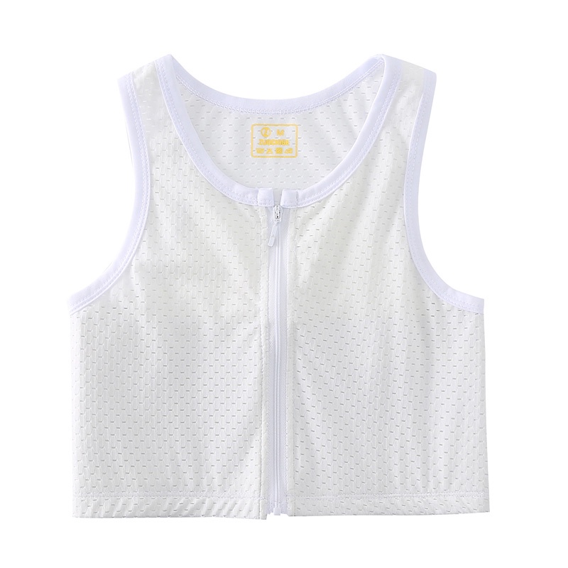 Băng Quấn Ngực Ngắn Cài Khóa Kéo Trước Thoáng Khí Hóa Trang Tomboy 4 Màu Tùy Chọn