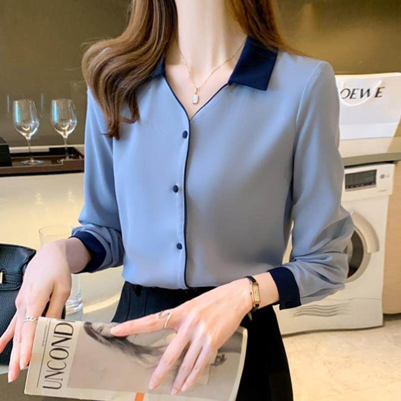 Áo Sơ Mi Trơn Tay Dài Dáng Rộng Thời Trang Công Sở Cho Nữ 2023