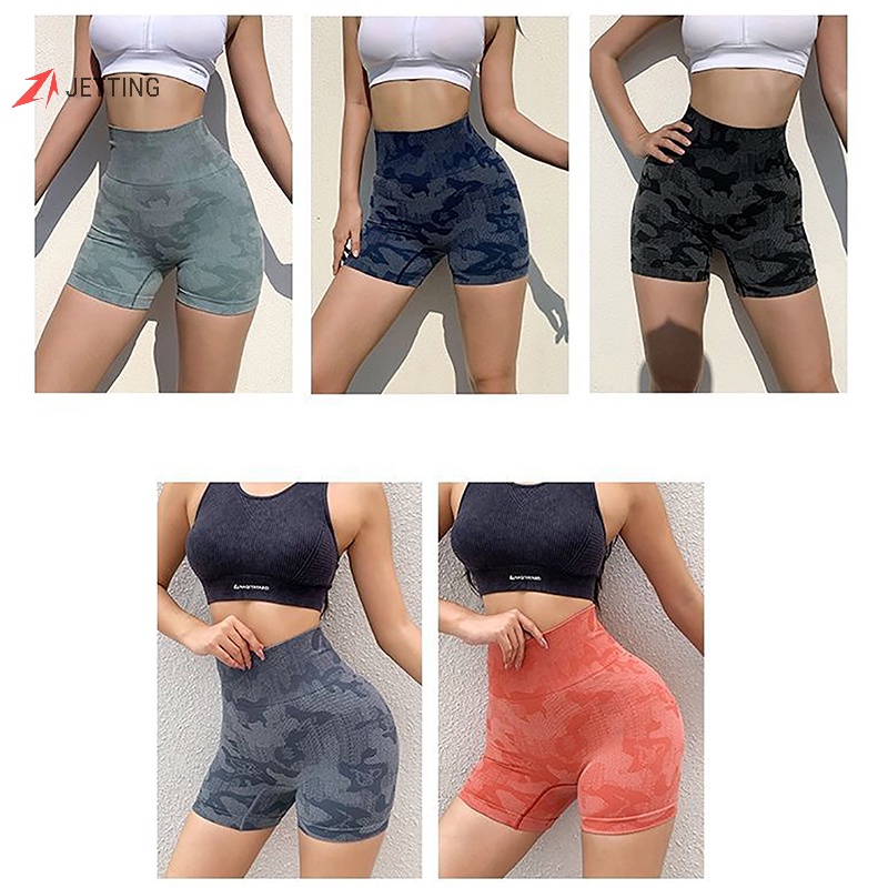 Quần Short Thể Thao Yoga Lưng Cao Co Giãn Không Đường May Họa Tiết Rằn Ri Thời Trang Mùa Hè