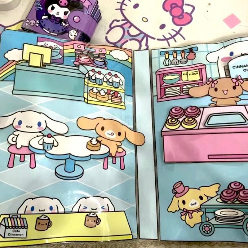Sanrio sticker sách dán đồ chơi nhãn dán Bup bê giây nhà búp bê giấy sách đồ chơi