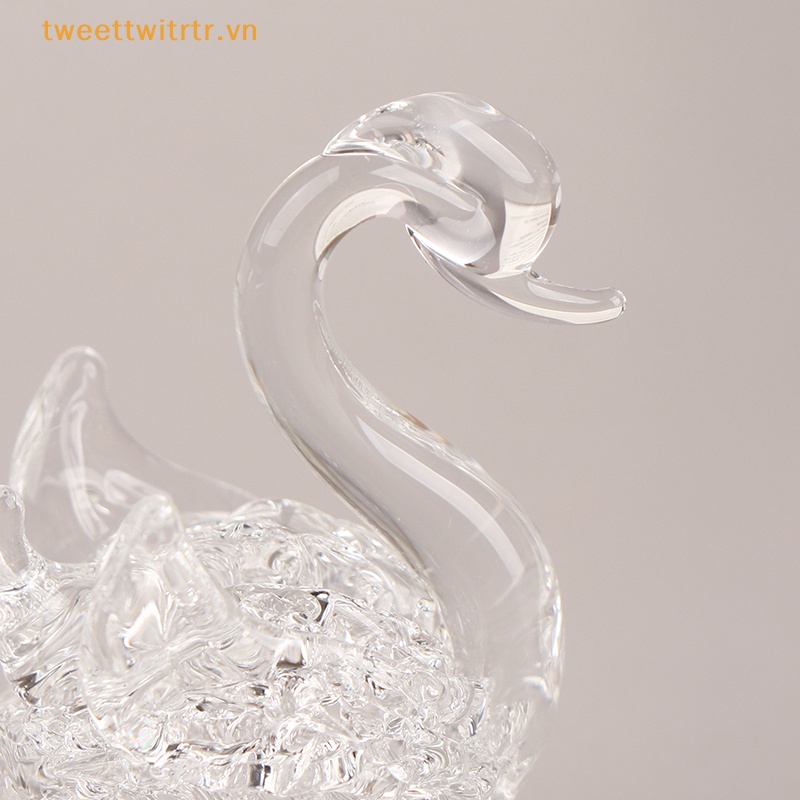 1 Bức Tượng Thiên Nga Bằng Thủy Tinh Pha Lê Trang Trí Bàn Làm Việc