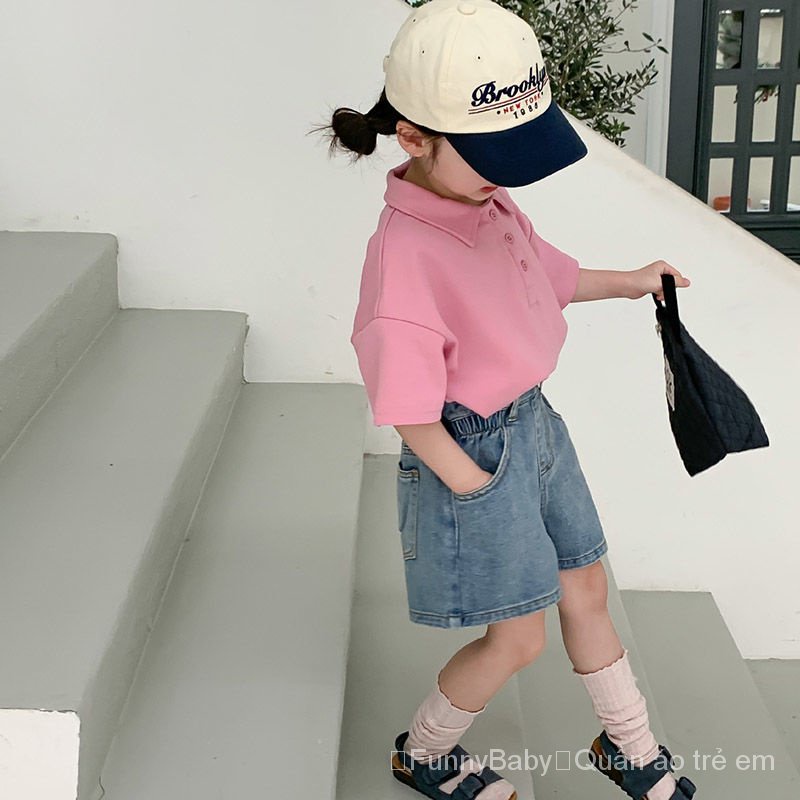 Áo Thun polo Tay Ngắn Phong Cách Phương Tây Thời Trang Xuân Hè Mới 2023 Dành Cho Bé Gái