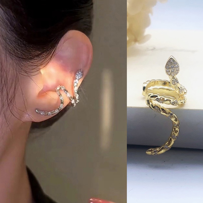 Bông Tai Hình Rắn Đính Kim Cương Giả Cho Nữ