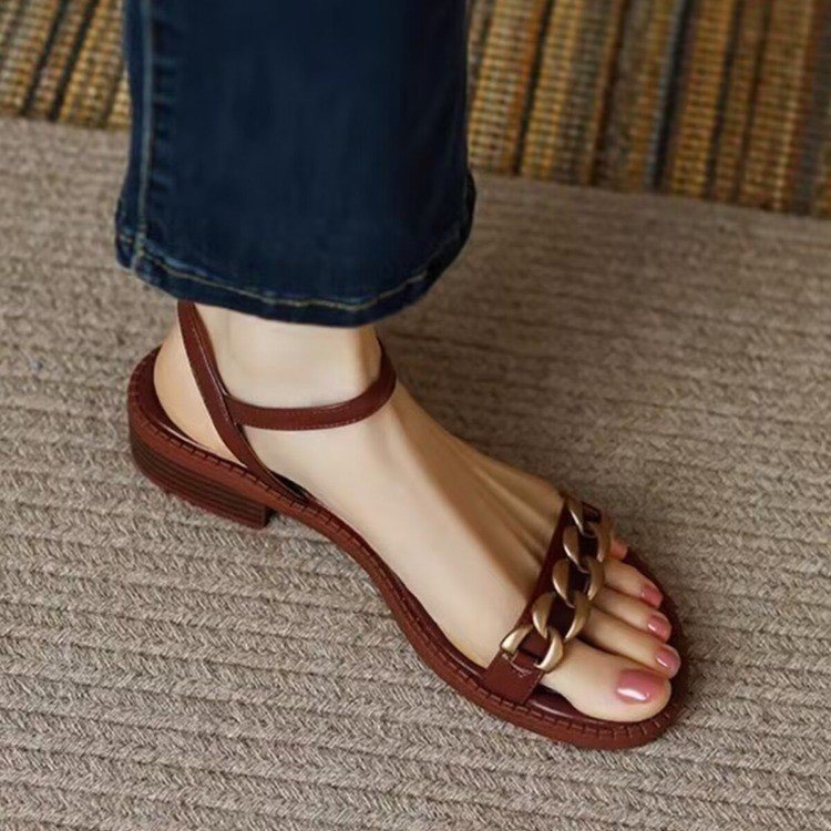 Giày Sandal Đế Bằng Hở Mũi Size Lớn Thời Trang Cho Nữ