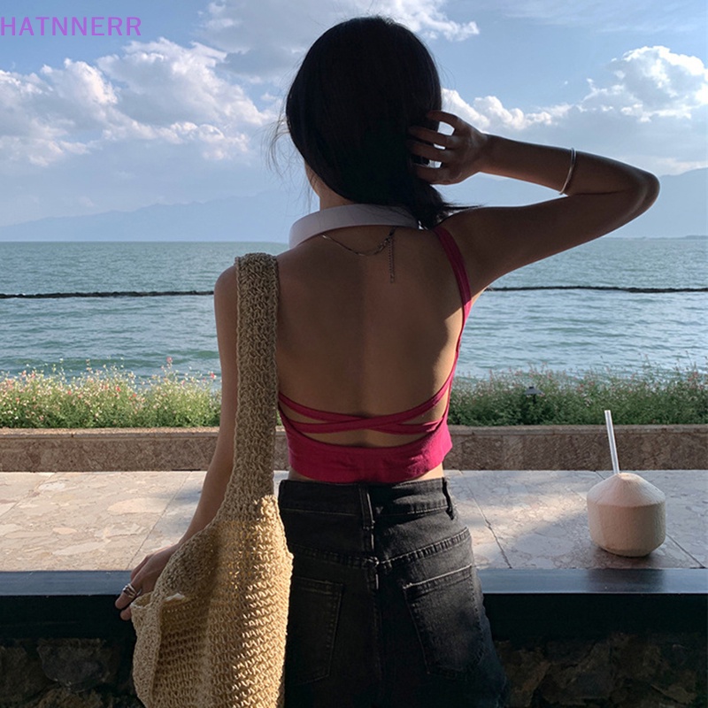 Áo Hai Dây Mùa Hè Màu Trơn Hở Lưng Gợi Cảm Cho Nữ FHS