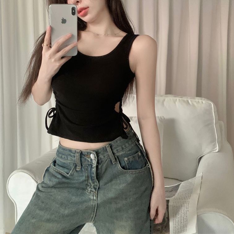 Áo Hai Dây Có Mút Đệm Ngực Thời Trang Mùa Hè Vintage Quyến Rũ Cho Nữ 2023