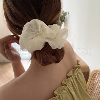 Dây cột tóc lưới màu trơn đơn giản phong cách retro pháp