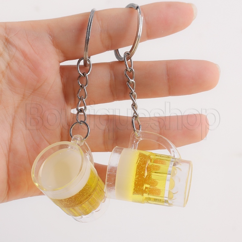 Móc Khóa Hình Ly Bia Mini Bằng Nhựa Acrylic Độc Đáo Thời Trang DIY