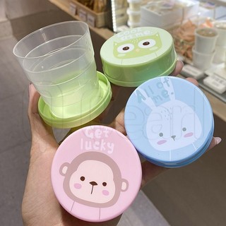 Cốc Uống Nước Mini Bằng Nhựa Có Thể Gấp Lại Họa Tiết Hoạt Hình Dễ Thương