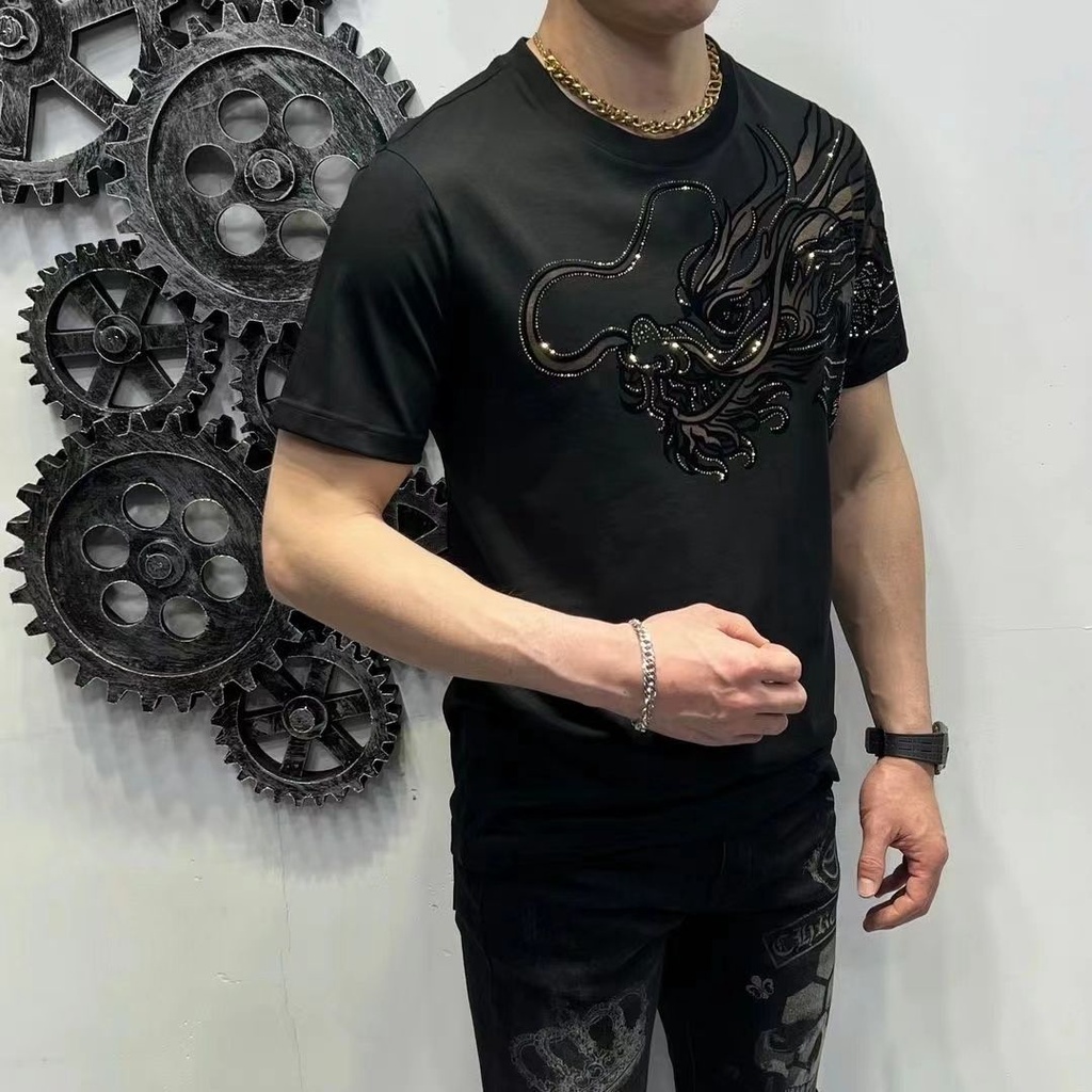 T-shirt nam màu đen đơn giản phong cách hàn quốc thời trang đẹp trai đa năng hàng đầu