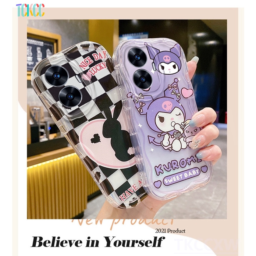 Ốp Điện Thoại Họa Tiết Kuromi Hoạt Hình Màu Tím Cho Realme C55 C25 C15 C12 8 V13 GT Neo Flash 2T Q3 Pro