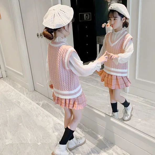 Áo Sweater Không Tay Cổ Chữ V Phong Cách Thời Trang Thu Đông Mới 2023 Dành Cho Bé Gái