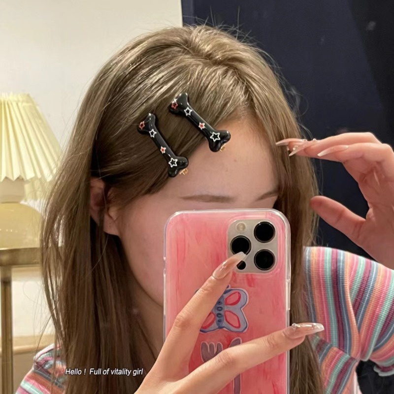 1 Kẹp Tóc Hình Xương Chó / Ngôi Sao / Xương Chó We Flower / Ngôi Sao Thời Trang Cho Nữ Y2K