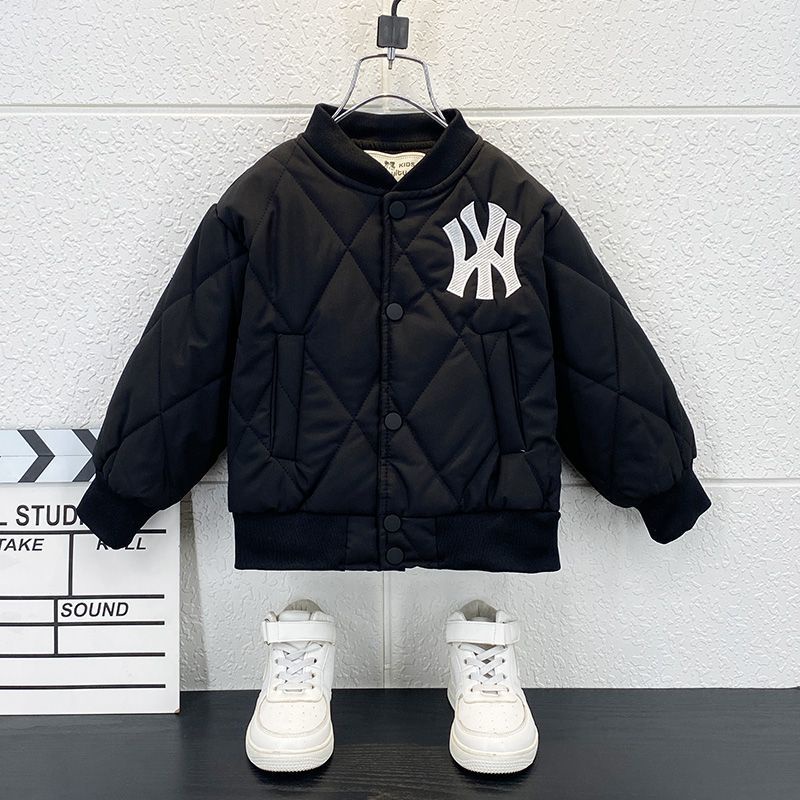 Áo Khoác Bóng Chày Bằng Vải Cotton Dày Thời Trang Thu Đông Cho Bé Trai 100-160