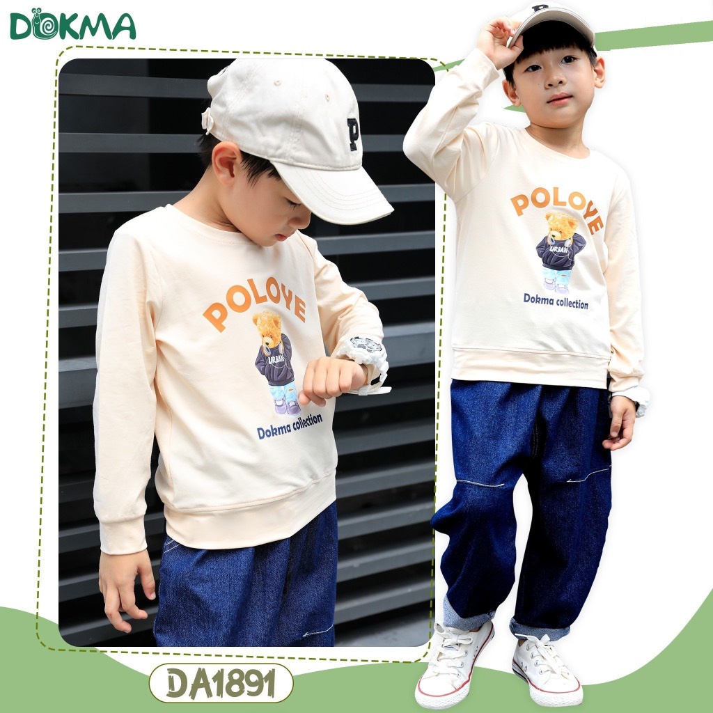 Áo Dokma cổ tròn dài tay cotton cho bé