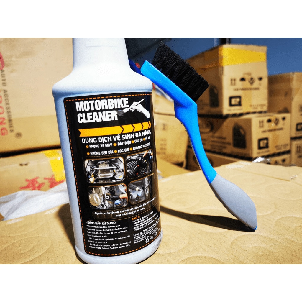Combo Tẩy Rửa Đa Năng Motorbike Cleaner Kèm Bàn Chải Chuyên Dụng Vệ Sinh Lốc Máy và Khăn 3M