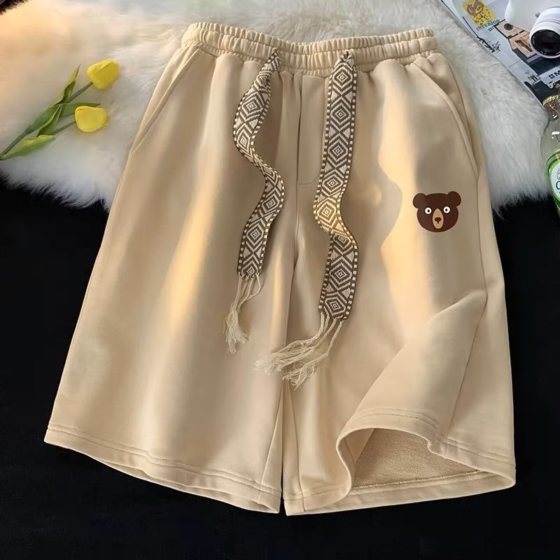 Quần Short Thể Thao 5 / 4 Dáng Rộng In Họa Tiết Hoạt Hình Phong Cách Hàn Quốc Thời Trang Mùa Hè Cho Nam Size M-5XL