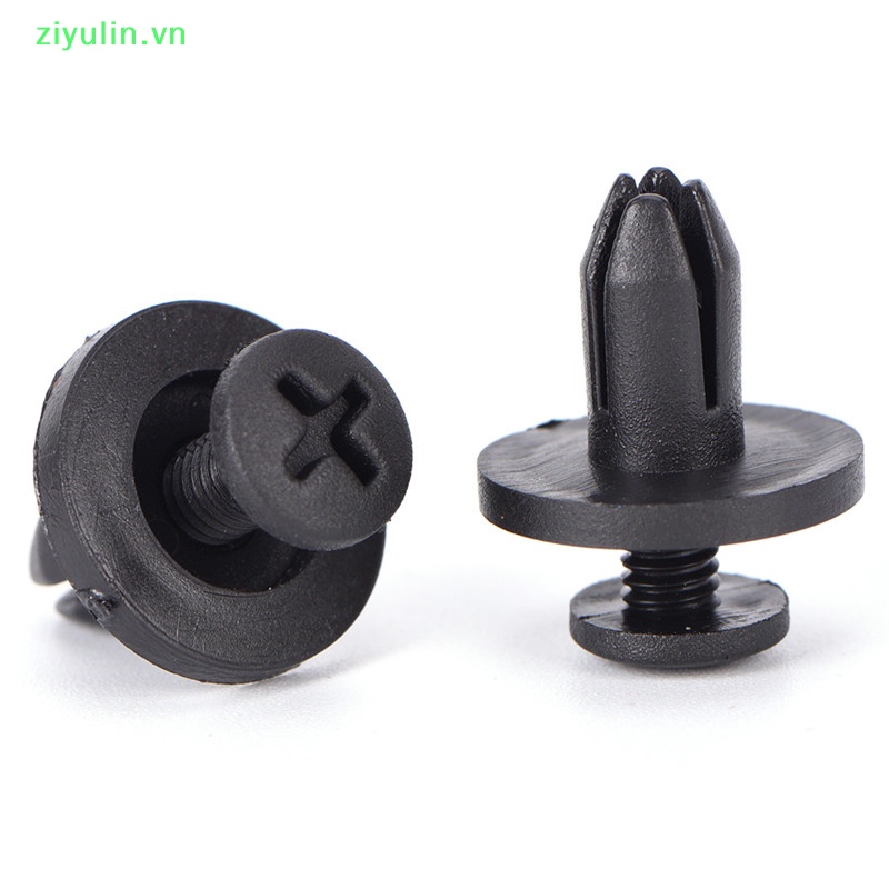 FENDER 50 Đinh Tán Nhựa 6Mm Màu Đen Cho Lá Chắn Bùn Xe Hơi vn