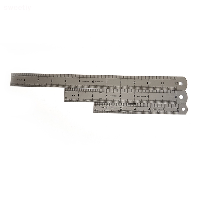 Thước Đo Hai Mặt Bằng Thép Không Gỉ 15-30cm Mới